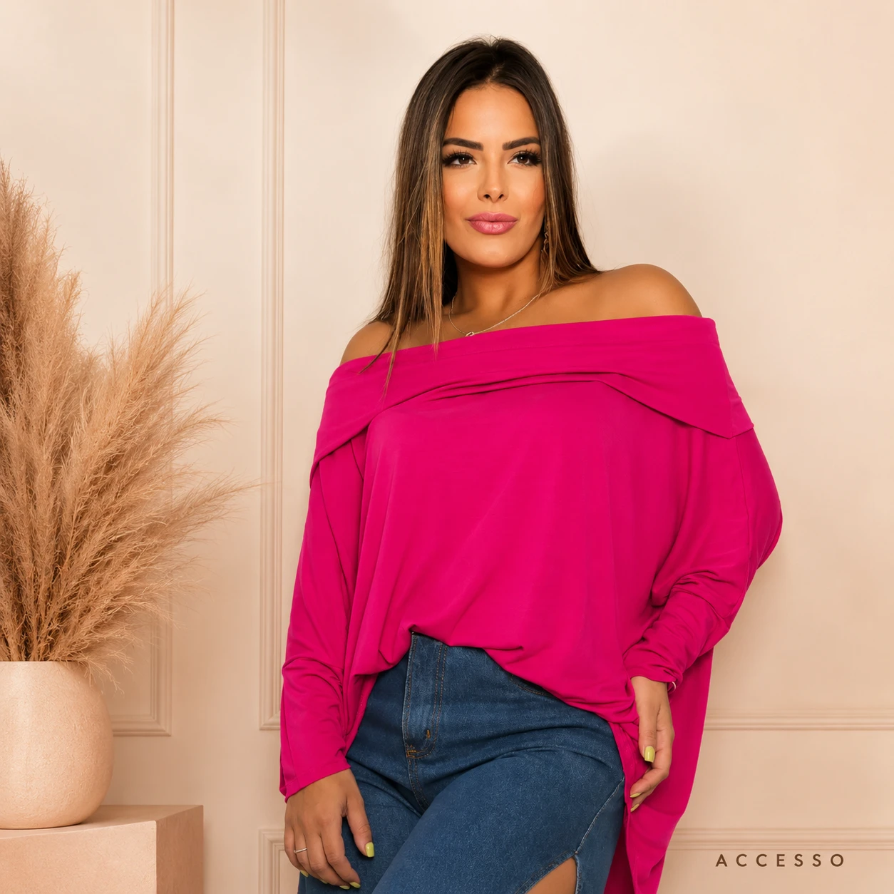 Blusa Ombro a ombro Manga longa Cloe