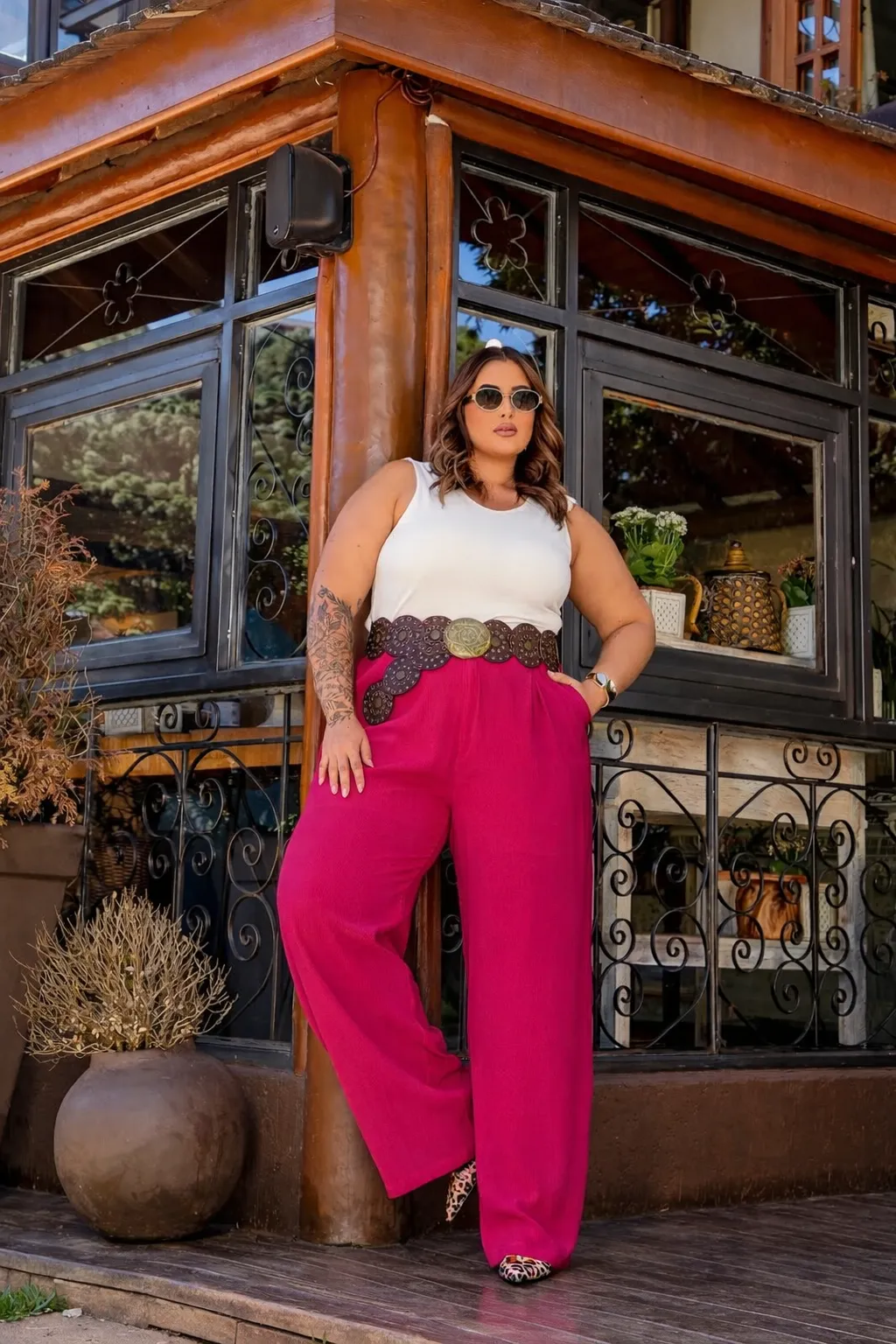 Calça Pantalona Cintura Alta