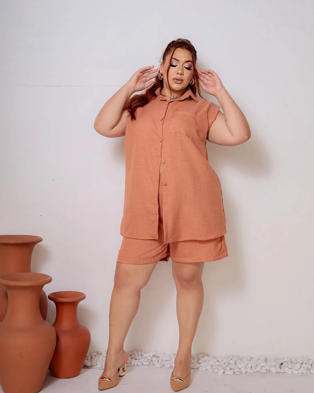 Conjunto Camisa Alongada com Shorts