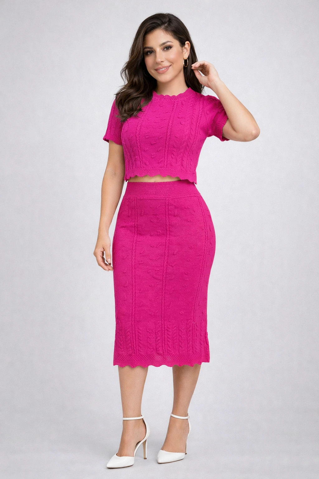 Conjunto Saia Midi Tricot 