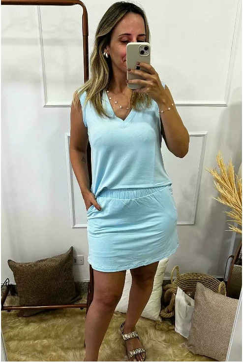 Conjunto Short Saia com Bolsos