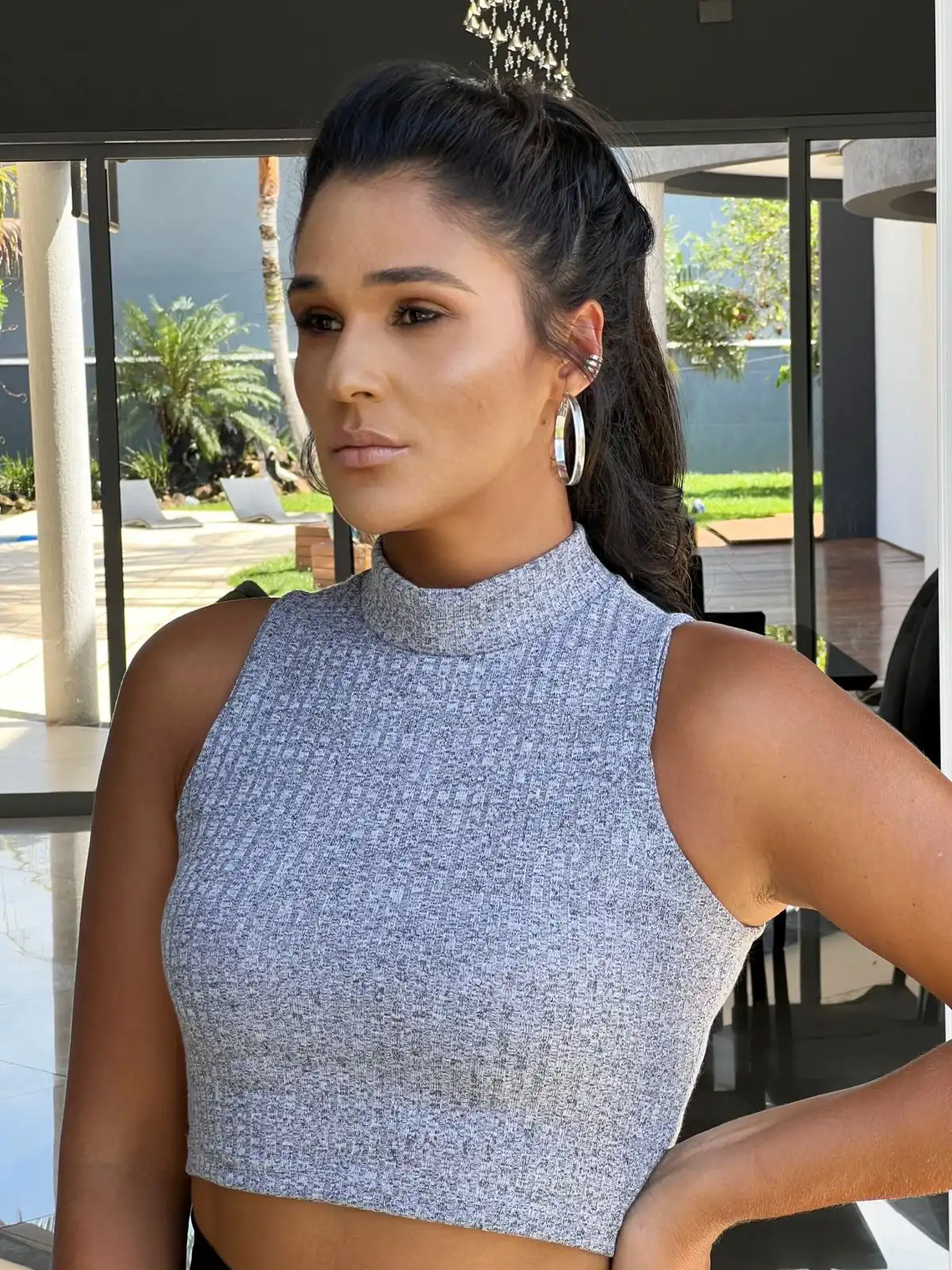 Cropped Canelado Gola Alta