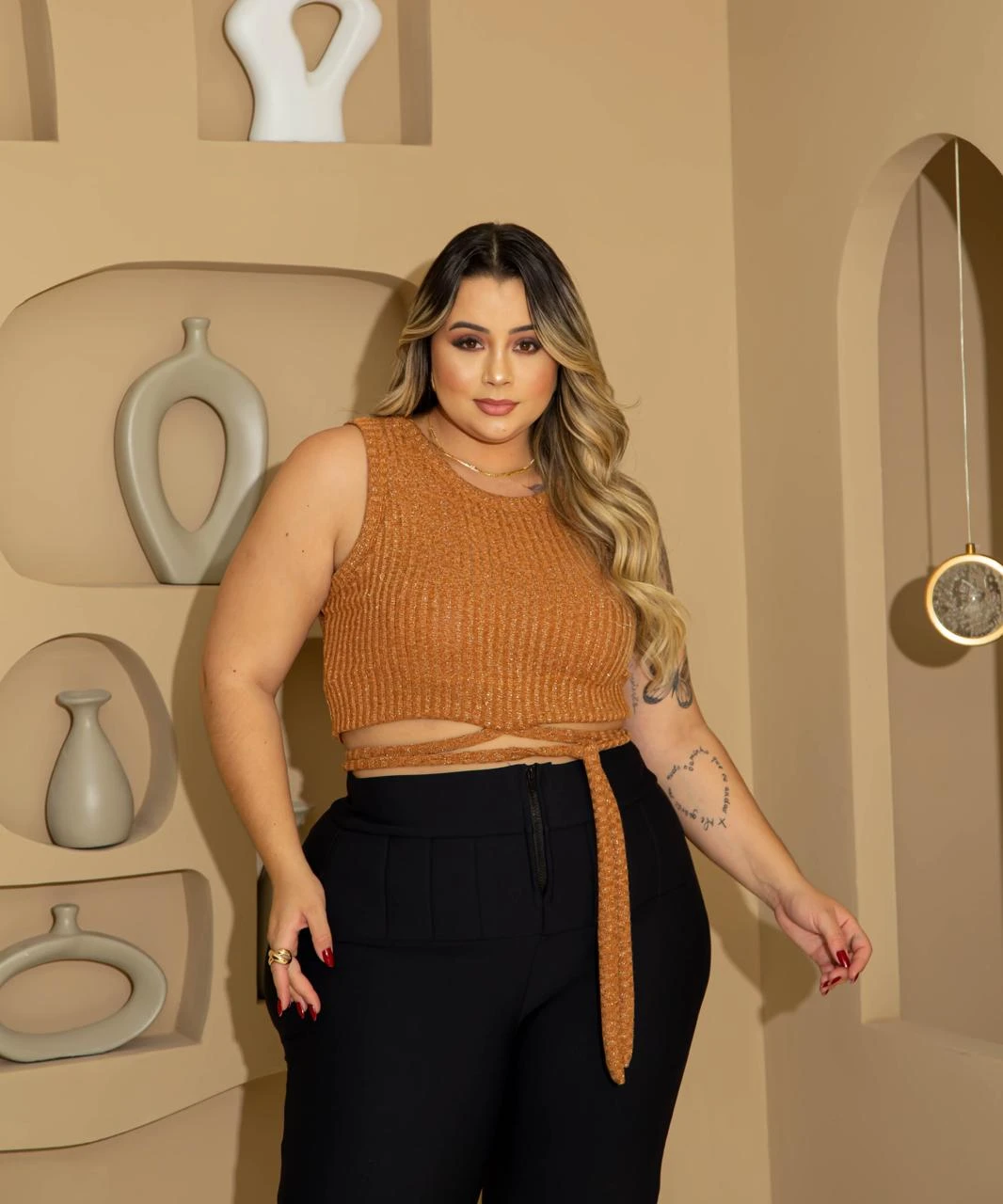 Cropped Tricot Lurex com Amarração