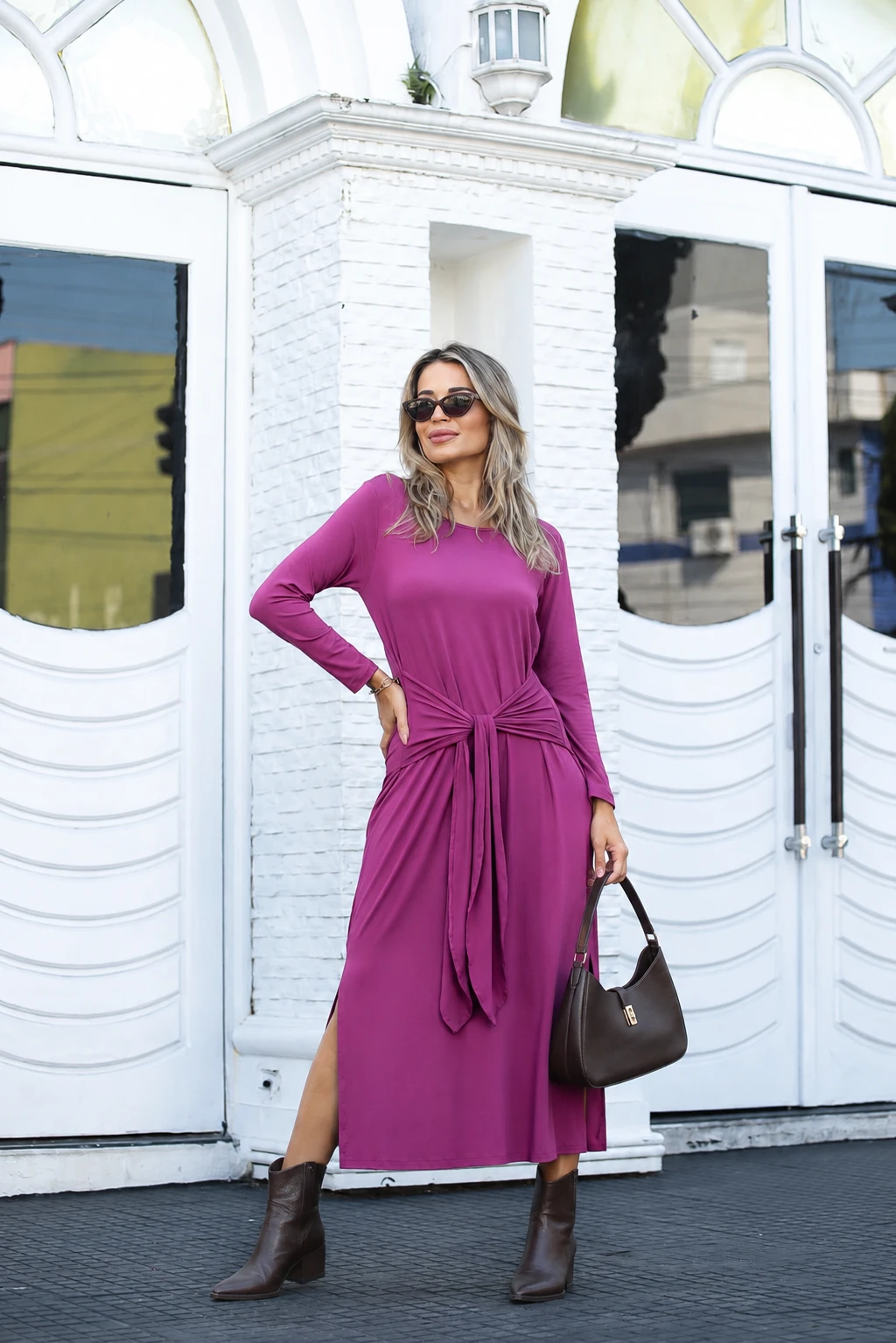 Vestido Midi em Viscolycra com Amarração